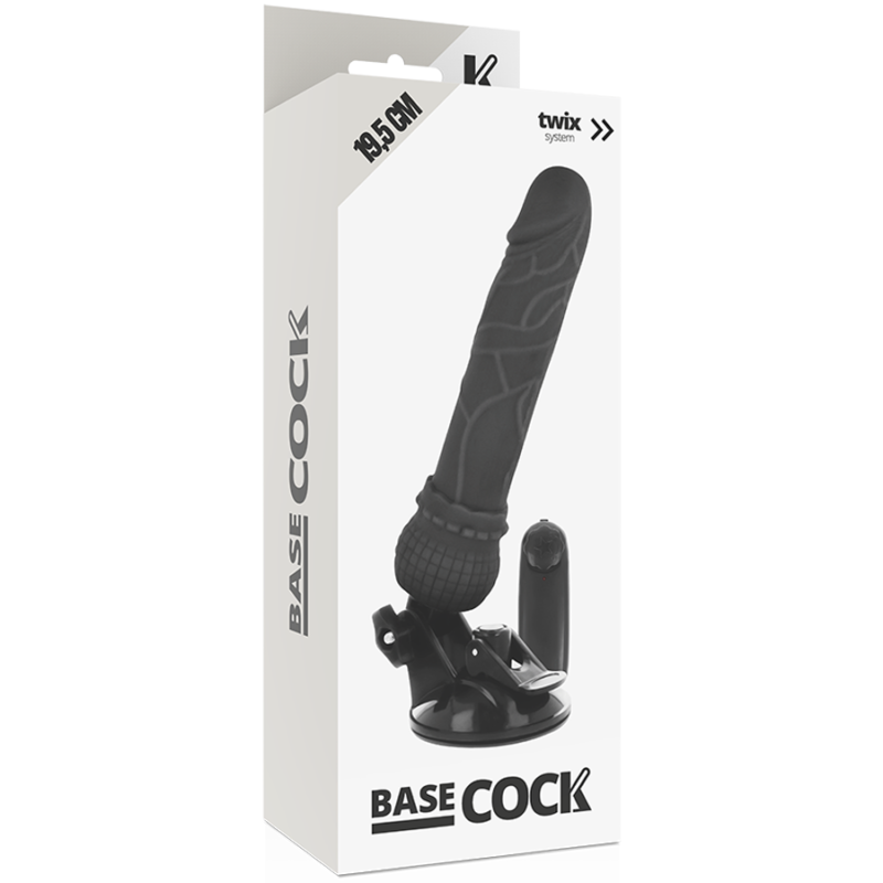 BASECOCK REALISTIC VIBRADOR CONTROL REMOTO NEGRO 19.5CM - Image 5