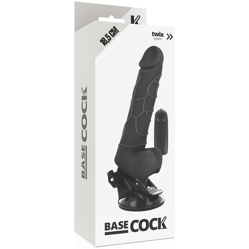 BASECOCK REALISTIC VIBRADOR CONTROL REMOTO NEGRO 18.5CM - Image 5